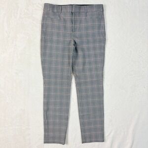 Banana Republic Sloan Plaid Straight Leg Pants Women's Size 4 Grey Tan